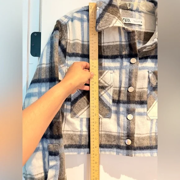Zara Checkered Jacket Cropped Plaid Overshirt - Picture 6 of 11